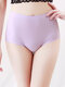 Plus Size Seamless Plain High Waisted Full Hip Smooth Panty - Purple