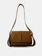 Women Faux Leather Fashion Solid Color Crossbody Bag Shoulder Bag - Brown
