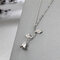 Luxury Rose Gold Silver Rose Pendant Necklace Sweet Valentine's Day Gift Necklace for Women - Silver
