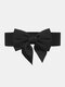 Women Hasp Bowknot Decoration Black Fashion Simple Girdle Belt - Black