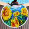 Sunflower Round Beach Towel Blanket Hawaii Hawaiian Tropical Large Microfiber Terry Beach Roundie Palm Circle Picnic Carpet Yoga Mat with Fringe - #6