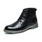 Men Microfiber Leather Outdoor Work Style Motorcycle Boots - Black