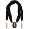 Collar de múltiples capas de gasa impresa bohemia borla moldeada hecha a mano Colgante Collar de chal de bufanda para mujer - Negro