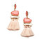 Stylish Women's Geometric Multicolored Cotton Tassels Resin Crystal Earrings Sweater Accessory - Pink