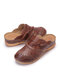 LOSTISY Sandálias de cunha esculpidas com cadarço de dedo do pé fechado confortável slip on cor sólida - Castanho