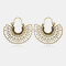 Vintage Metal Hollow Fan-shaped Earrings Ethnic Geometric Flower Carved Drop Pendant Big Earring - 5