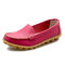 Casual Soft Sole Pure Color Slip On Flat Shoes Loafers - Rose