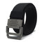 Men Vogue Belt Double Ring Buckle Nylon Canvas Belt Adjustable Long Weave Belt - Black
