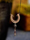 Vintage Patchwork U-shaped Drop Shape Pendant Alloy Artificial Crystal Necklace - #01