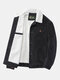 Mens Corduroy Plush Lined Button Front Cotton Casual Jackets With Pocket - Black