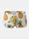 Mens Funny Fruit Print Boxer Briefs Mesh Breathable U Convex Underwear - White