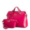 Women Stylish Elegant PU Leather 2PCS Handbag Clutch Pure Color Bags - Rose Red