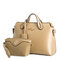 Women Stylish Elegant PU Leather 2PCS Handbag Clutch Pure Color Bags - Beige