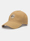 Unisex Cotton Solid Color Letter Round Label Embroidery All-match Sunshade Baseball Cap - Khaki