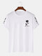 Mens Monochrome Rose Japanese Print Casual Short Sleeve T-Shirts - White