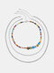 3 Pcs Trendy Fashion Bohemian Multi-layers Colorful Beads Glaze Metal Necklace - #01