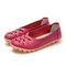 Big Size Soft Breathable Comfy Slip On Hollow Out Flat Shoes - Rose