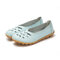 Big Size Soft Breathable Comfy Slip On Hollow Out Flat Shoes - Sky Blue