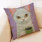 Cute Gato Patrón Funda de almohada de lino de algodón Cojín de sofá Coche Funda de almohada - segundo