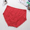 Plus Size Lace High Wasited Tummy Shaping Panties - Red