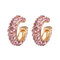Vintage Rhinestone Earrings Type C Alloy Ear Drop Bohemian Jewelry for Women - Pink
