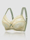 Women Sexy Lace Bowknot Soft Underwire Minimized Mesh Breathable Thin Bras - Green