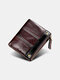 Men Genuine Leather RFID Anti-theft 8 Card Slots Retro Foldable Card Holder Wallet - Dark Brown