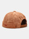 Unisex Corduroy Embroidery Solid Color Outdoor Brimless Beanie Landlord Cap Skull Cap - Camel