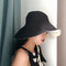 Women Summer Long Brim Foldable Fisherman's Hat Double-side Outdoor Beach Sun Protective Visor Cap - Black