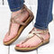 Women Casual Leopard Flip Flops Zipper Flat Sandals - Gold