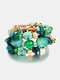 Vintage Irregular Multi-shape Beaded Multi-layer Winding Elastic Alloy Crystal Acrylic Bracelet - Green