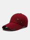 Unisex Canvas Letter Line Color Block Print Outdoor Sunshade Fashion Baseball Cap - Wine Red
