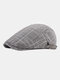 Men Cotton Lattice Pattern Casual All-match Forward cap Flat Cap Beret - Gray