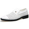 Men Leather Hole Breathable Non Slip Soft Casual Formal Shoes - White