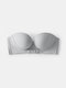 Wireless Front Closure Solid Color Seamless Beauty Comfort Bandeau Strapless Bras - Grey