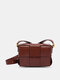 Women Faux Leather Brief Lattice Pattern Weave Mini Crossbody Bag Shoulder Bag - Brown