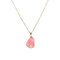 Vintage Colorful Geometric Natural Stone Pendant Necklace Irregular Water Drop Chain Necklace - Pink