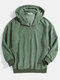 Mens Corduroy Solid Color Vintage Zipper Front Casual Hoodies With Pocket - Green