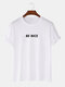 Mens Letter Slogan Print 100% Cotton Casual Short Sleeve T-Shirts - White