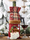 Garrafa de vinho xadrez de 1 peça de Natal Bolsa Boneco de neve Vinho Tinto Champanhe Decorações de mesa de Natal - Vermelho