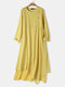 Casual Solid Color Fake Two Pieces Irregular Plus Size Dress - Yellow