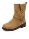 Plus Size Women Solid Color Warm Lining Side-zip Short Calf Boots In Winter - Brown