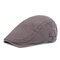 Men's Embroidery Cotton Cap Forward Hat British Retro Sun Hat Literary Beret - Gray