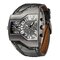 Sport Quartz Wristwatch Two Movements Big Clock Leather Strap Fashion Watch for Men - Black