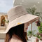 Embroidered Small Daisy Fisherman Hat Soft Foldable Windproof Removable Transparent Anti-fog Cap - Khaki