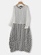 Casual Polka Dot Patchwork Two Pieces Plus Size Maxi Dress - Off White