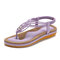 Handmade Knitting Clip Toe Elastic Flat Sandals - Purple