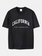 Plus Size Mens 100% Cotton California LA Print Fashion Short Sleeve T-Shirts - Black