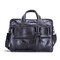 Men Genuine Leather 13.3 Inch Laptop Briefcase Business Laptop Bag Vintage Shoulder Bag - Coffee