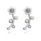 Vintage Flower Pearl Earrings Geometric Metal Rhinestone Leaves Earrings Chic Jewelry - Silver